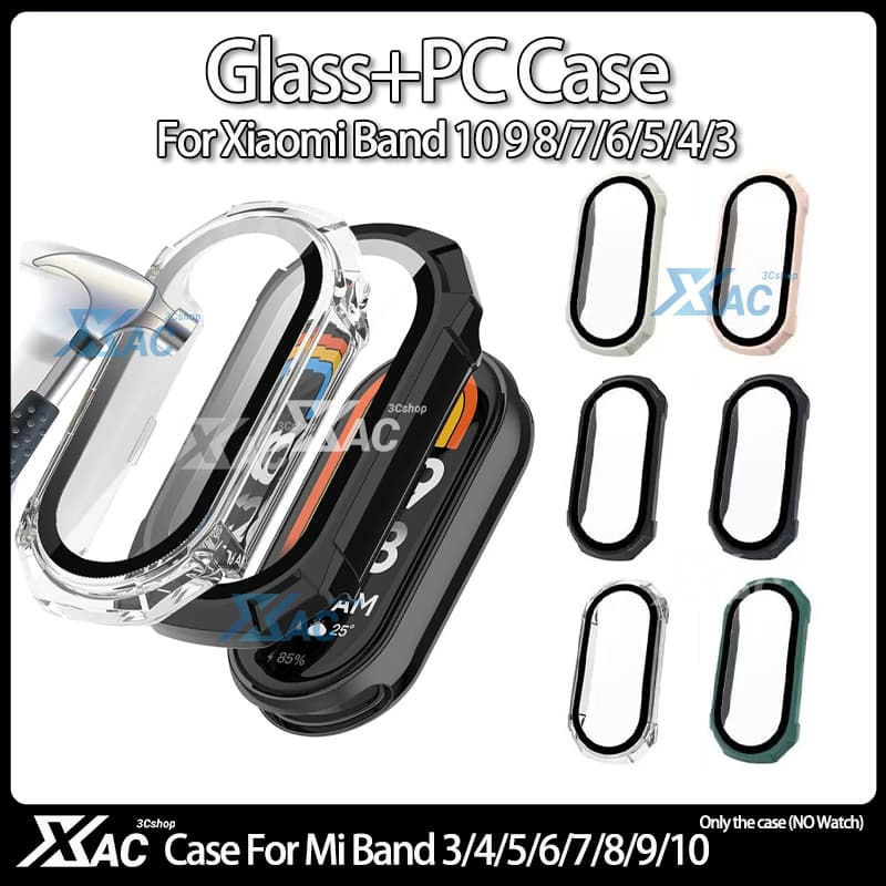 แก้ว + เคสสําหรับ Xiaomi Mi Band 10/9/8 Accessoroy PC All-around กันชนฝาครอบป้องกันสําหรับ Xiaomi Band 8 7 6 5 4 อุปกรณ์เสริม รูปที่ 1