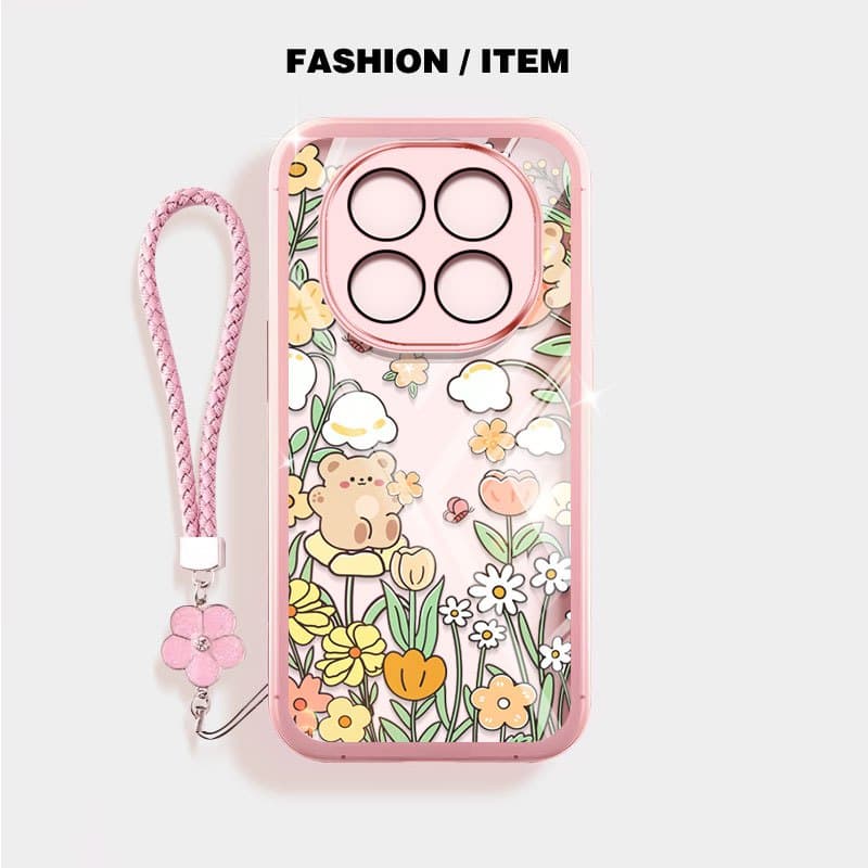 VRQR สําหรับ Xiaomi Redmi Note 15 Pro Plus หมายเหตุ 15 Pro + 5G 4G Poco M8 Pro 5G สีเขียวป่าใสกันกระแทกเคสโทรศัพท์พร้อมเชือกดอกไม้ รูปที่ 3