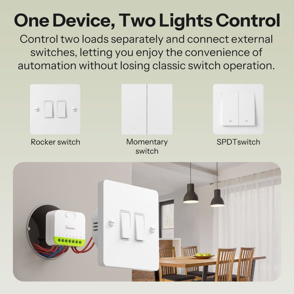 SONOFF MINI-ZB2GS MINI DUO 2-Gang Zigbee สมาร์ทสวิทช์ Dual โหลดควบคุม Zigbee 3.0 ความเข้ากันได้ Zigbee Booster สัญญาณหลายฮับ Zigbee รูปที่ 4