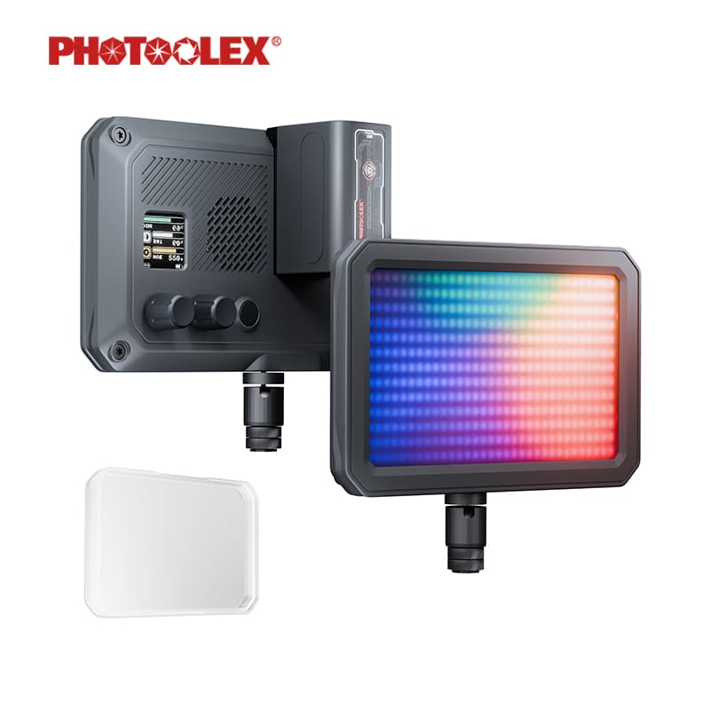 PHOTOOLEX Matrix-07 RGB 36W ไฟถ่ายภาพสีเต็มรูปแบบกลางแจ้งแบบชาร์จไฟได้พร้อมแหล่งจ่ายไฟคู่ 2500-9900K รูปที่ 1