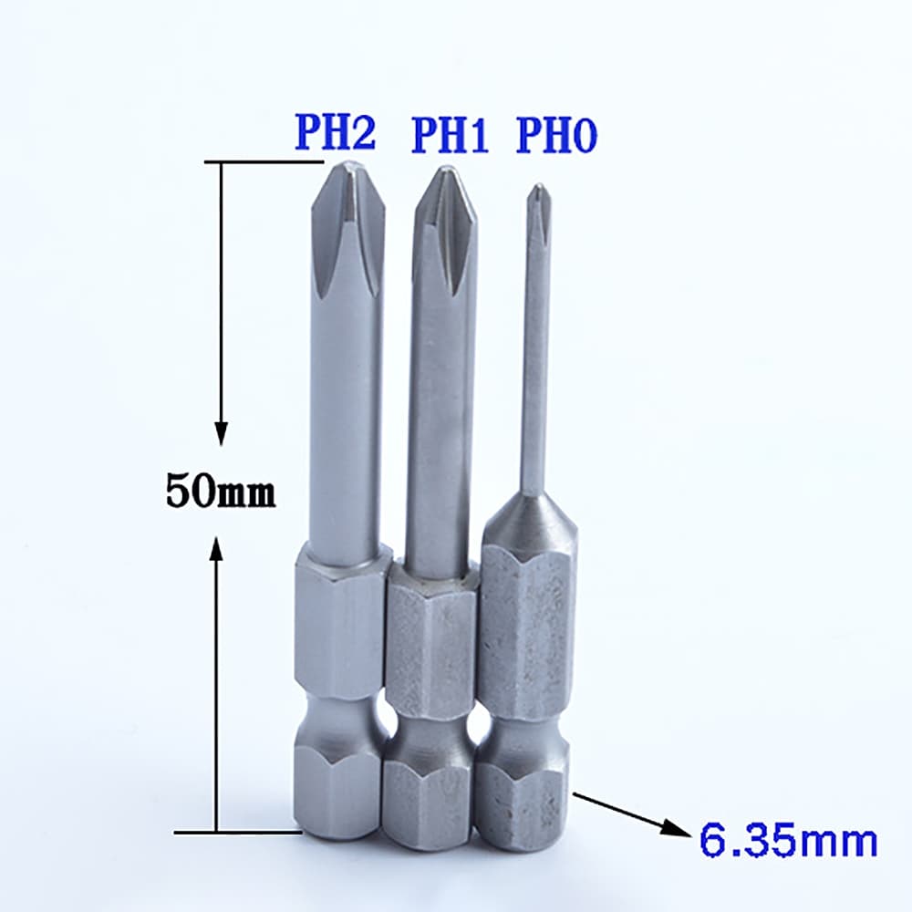 ดอกไขควง Phillips 1 ชิ้น PH00 PH0 PH1 PH2 แม่เหล็ก 1/4 นิ้ว Hex Shank S2 Steel ความยาว 50/70 มม. ซ่อมหัวชุดไฟฟ้า รูปที่ 7