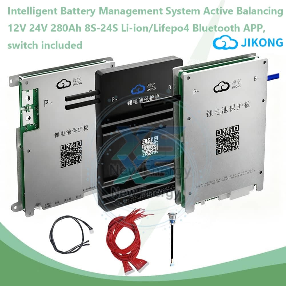 jikong 20V-100V รองรับแบตเตอรี่ 8S ถึง 24S ระบบบาลานซ์อัตโนมัติอัจฉริยะ JKBMS 0.4A~2A บลูทูธในตัว ใช้งานร่วมกับแบตเตอรี่ลิเธียมเหล็กไตรภาคได้ รูปที่ 1