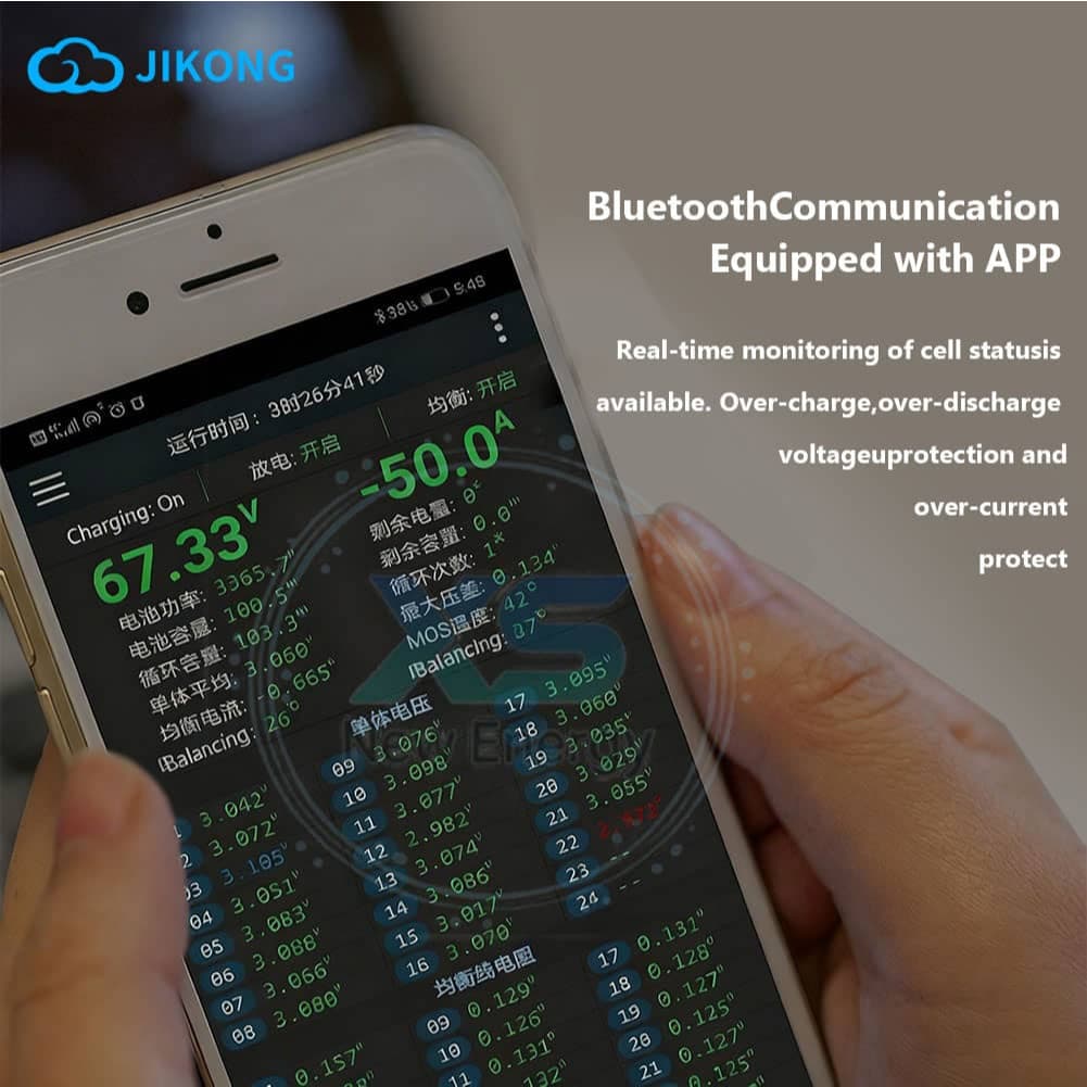 jikong 20V-100V รองรับแบตเตอรี่ 8S ถึง 24S ระบบบาลานซ์อัตโนมัติอัจฉริยะ JKBMS 0.4A~2A บลูทูธในตัว ใช้งานร่วมกับแบตเตอรี่ลิเธียมเหล็กไตรภาคได้ รูปที่ 3