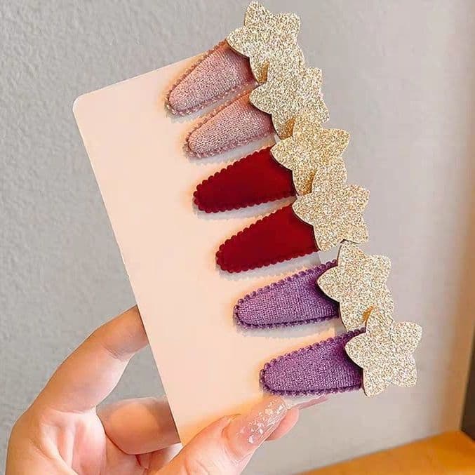 ใหม่สไตล์เกาหลีเด็กประกายสีชมพูขนแกะดาวกิ๊บกับคลิปหน้าม้าเครื่องประดับผมสําหรับเด็ก รูปที่ 6