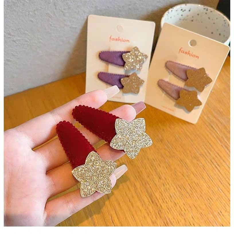 ใหม่สไตล์เกาหลีเด็กประกายสีชมพูขนแกะดาวกิ๊บกับคลิปหน้าม้าเครื่องประดับผมสําหรับเด็ก รูปที่ 4