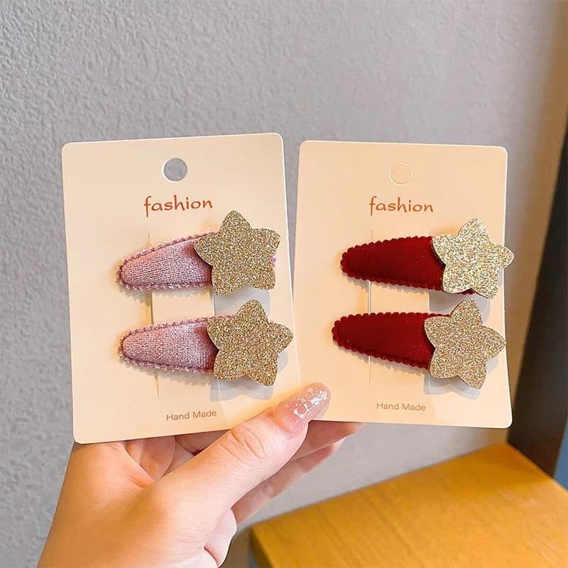 ใหม่สไตล์เกาหลีเด็กประกายสีชมพูขนแกะดาวกิ๊บกับคลิปหน้าม้าเครื่องประดับผมสําหรับเด็ก รูปที่ 8