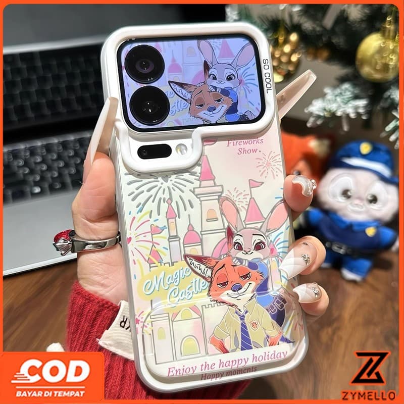 เหมาะสําหรับ OPPO Reno 15F Reno 14F Reno 13F Reno 13 PRO Reno12 F Reno11 F Reno 10 Reno 8T Reno 8Z Reno 7Z Reno8 Zootopia Judynick กระจกขาตั้งกันกระแทก TPU โทรศัพท์ C รูปที่ 2