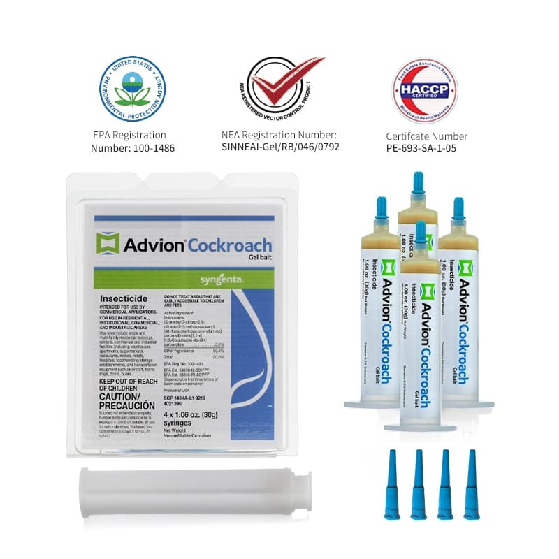 เหยื่อเจลแมลงสาบ Syngenta Advion 4 หลอด x 30-Grams, 1 Plunger และ 4 Tips, เหยื่อเจล roach ที่ขายดีที่สุดในสหรัฐอเมริกา, แบรนด์ใหญ่ที่ปลอดภัยและมีประสิทธิภาพมากขึ้น รูปที่ 1