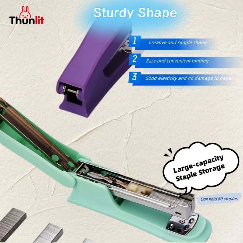 Thunlit Medium Stapler Student Teacher Book Binding เครื่องเย็บกระดาษสํานักงานประหยัดแรงงานเครื่องเขียนโรงเรียนขายส่ง รูปที่ 6