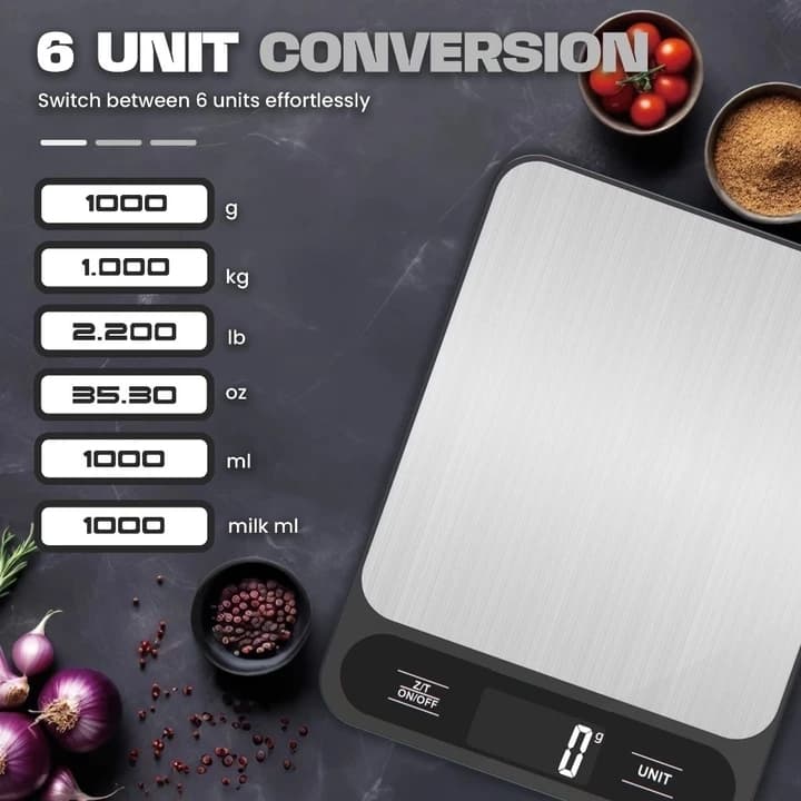 INSMART เครื่องชั่งในครัว เครื่องชั่งดิจิตอล มี6หน่วยตวง ชาร์จไฟได้ ชั่งอาหารได้แม่นยำ รูปที่ 2