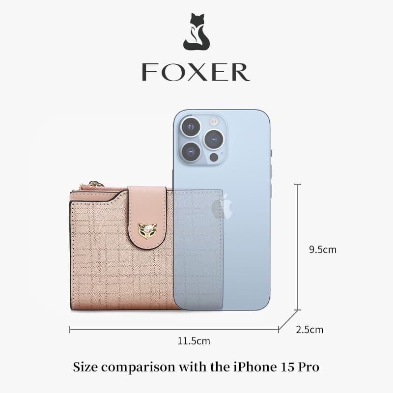 FOXER กระเป๋าสตางค์หนังวัว กระเป๋าสตางค์ใบสั้น ที่ใส่บัตรหรูหรา ที่ใส่บัตรเครดิต รูปที่ 4