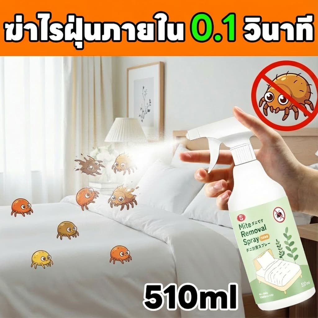ไรหมดชัวร์ 100%MINI สเปรย์กำจัดไรฝุ่น ป้องกันไรฝุ่น ตัวเรือด 510ML ผลิตภัณฑ์กำจัดไรฝุ่น สเปรย์ฆ่าไรฝุ่น สเปรย์ป้องกันไรฝุ่น หมอน ผ้าห่ม ลดอาการภูมิแพ้ รูปที่ 1