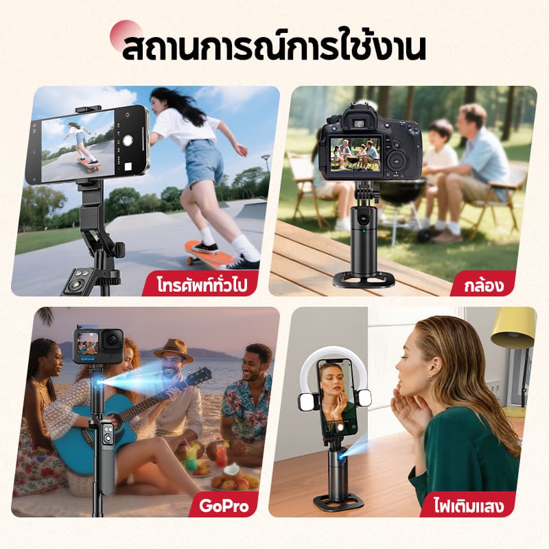 MODOFO ไม้เซลฟี่ ขาตั้งกล้องมือถือถ่ายคลิป Selfie Stick ขาตั้งโทรศัพท์เซลฟี่ รีโมทบลูทูธในตัว 180CM หมุนได้360องศา พร้อมไฟ LED รูปที่ 8