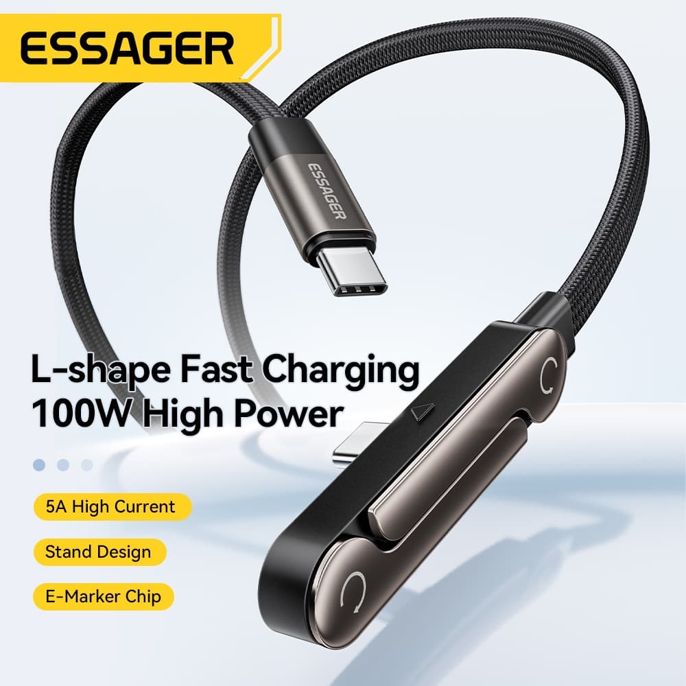 ESSAGER 100W Stand Data Cable Fully Compatible Stand Data Cable 5A/20V Data Transmission เหมาะสําหรับโน้ตบุ๊ค รูปที่ 2