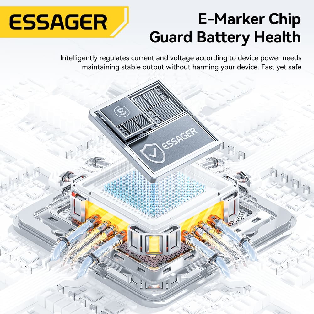 ESSAGER 100W Stand Data Cable Fully Compatible Stand Data Cable 5A/20V Data Transmission เหมาะสําหรับโน้ตบุ๊ค รูปที่ 4