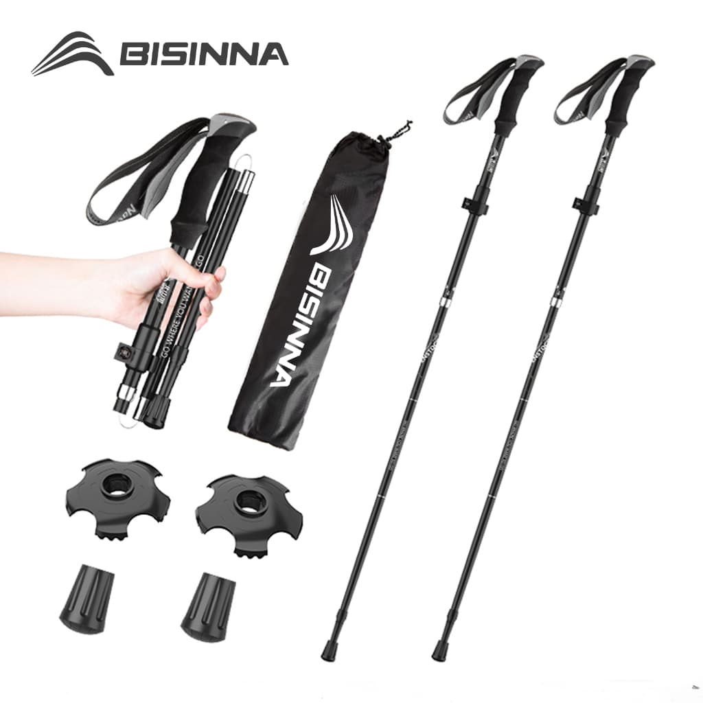 BISINNA Ultralight Trekking Poles พับอลูมิเนียม ไม้เท้าเดินป่าสำหรับ hiking และ Nordic walking รูปที่ 1