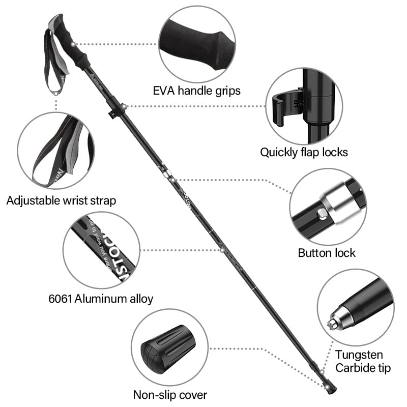 BISINNA Ultralight Trekking Poles พับอลูมิเนียม ไม้เท้าเดินป่าสำหรับ hiking และ Nordic walking รูปที่ 2