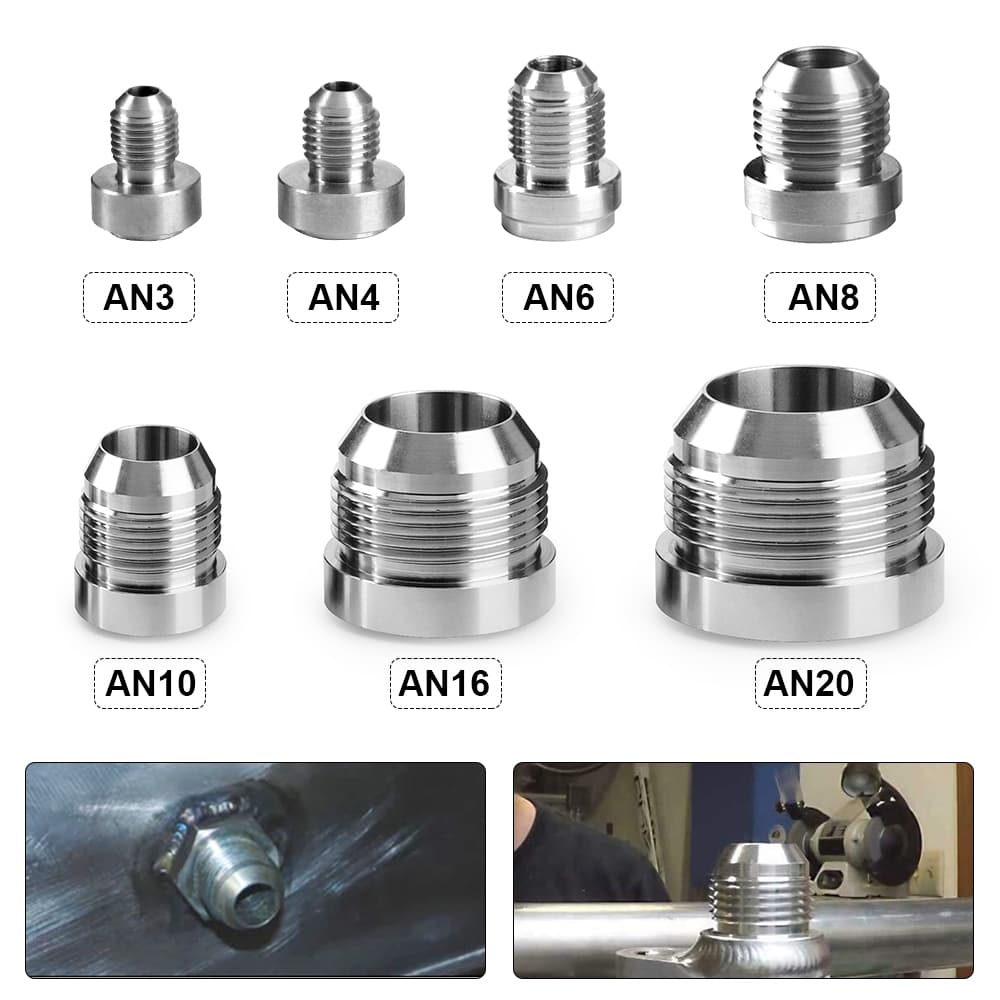 สแตนเลส ,AN6 AN8 AN10 AN12 AN16 AN20 ชาย Billet สแตนเลสตรงชาย WELD FITTING อะแดปเตอร์เชื่อม Bung Nitrus ท่อ FITTING รูปที่ 7