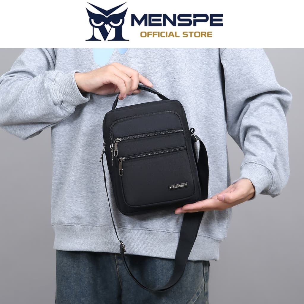 MENSPE กระเป๋าสะพายไหล่ผู้ชายผ้ากันน้ํา Oxford Messenger กระเป๋าเดินทางโทรศัพท์ธุรกิจความจุขนาดใหญ่กระเป๋าข้ามร่างกาย รูปที่ 4