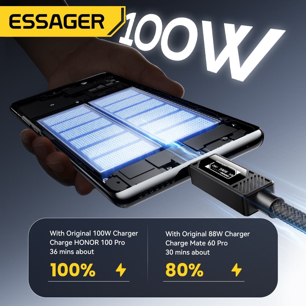 Essager 7A สาย USB A ถึง USB C Type C Fast Charger สายถักไนลอนสําหรับ Samsung Ip รูปที่ 3