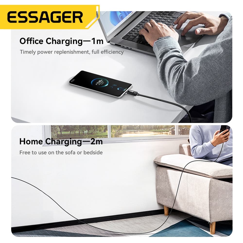 Essager 7A สาย USB A ถึง USB C Type C Fast Charger สายถักไนลอนสําหรับ Samsung Ip รูปที่ 6