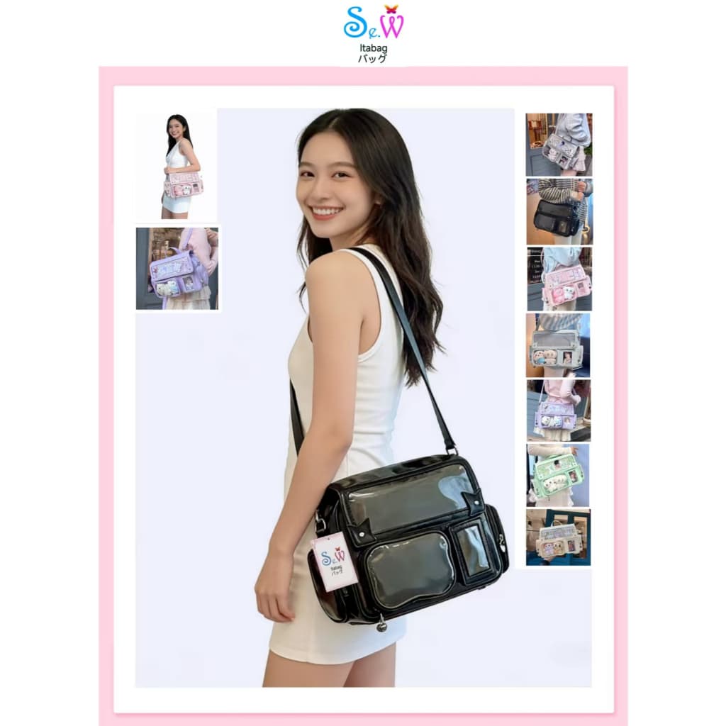 Se.W Itabag Women Bag Shoulder Bag Backpack PU Japanese Style คอนเสิร์ตซ่อนป้ายไฟปวดไหล่คู่กระเป๋าสวนสนุกปวดกระเป๋า กระเป๋าสะพายญี่ปุ่นความจุขนาดใหญ่กระเป๋าปวดไหล่เดียวกระเป๋าตุ๊กตา รูปที่ 2