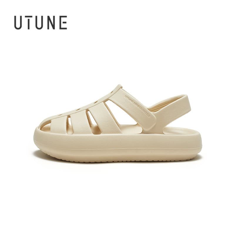 UTUNE รองเท้าแตะผู้หญิง สไตล์โรมันวินเทจ พื้นหนา ระบายอากาศ นุ่มสบาย กันลื่น สีขาว ใส่เดินชายหาด กลางแจ้ง รูปที่ 2