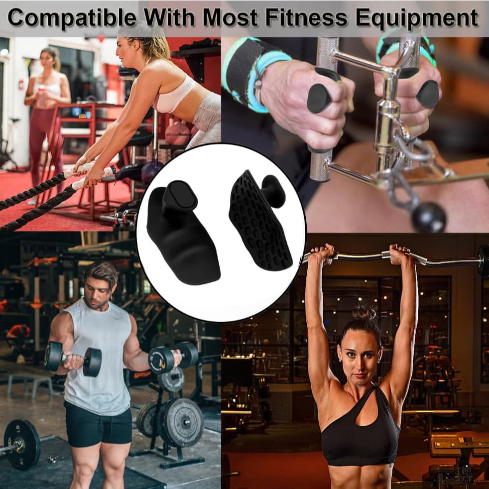 SunnyFit 2 ชิ้นซิลิโคนดึง Grips Fingerless สีชมพูยกน้ําหนักสายรัด Gym ฟิตเนสออกกําลังกายถุงมือสําหรับ Dumbbell Barbell Hand Grips Deadlifts ยางป้องกัน รูปที่ 8