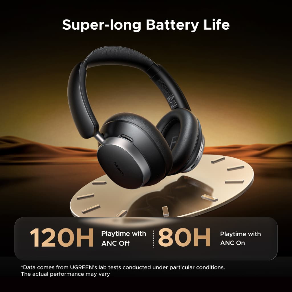 UGREEN หูฟังครอบหู Studio Pro ตัดเสียงรบกวน 48dB ANC หูฟังไร้สาย Over Ear หูฟังบลูทูธ LDAC เวลาเล่น 120 ชม. พลังเสียง Hi-Res ความละเอียดสูง รูปที่ 8