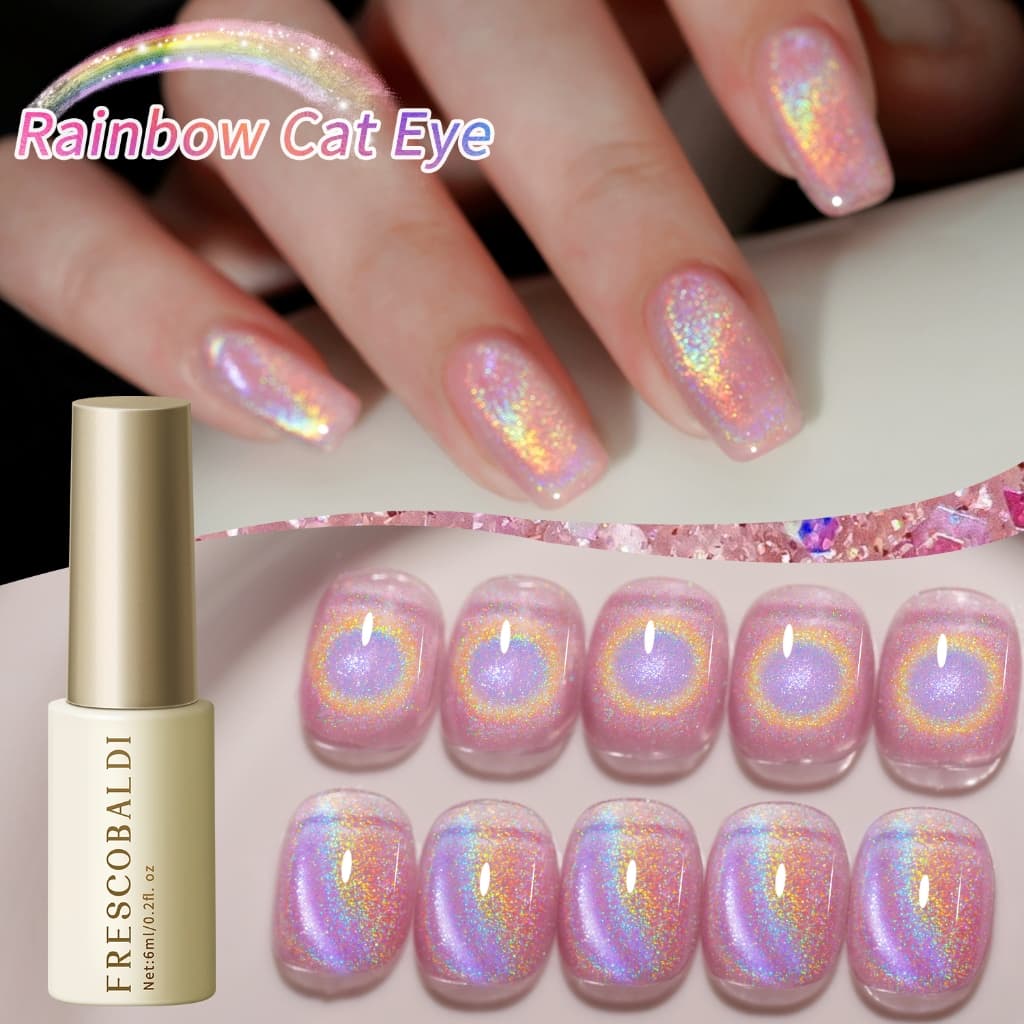 FRESCOBALDI 6ml สไตล์ใหม่ Rainbow Cat Eye Gel ยาทาเล็บติดทนนาน Bright เหมาะสําหรับร้านทําเล็บและใช้ครอบครัว รูปที่ 1