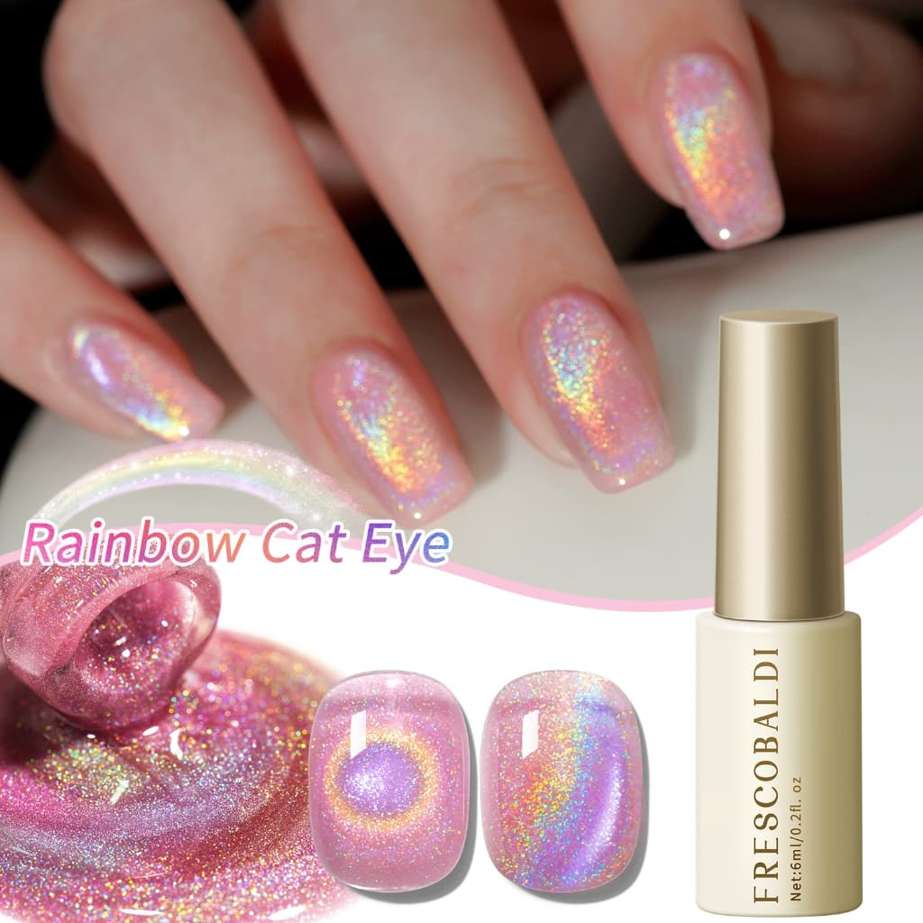 FRESCOBALDI 6ml สไตล์ใหม่ Rainbow Cat Eye Gel ยาทาเล็บติดทนนาน Bright เหมาะสําหรับร้านทําเล็บและใช้ครอบครัว รูปที่ 2