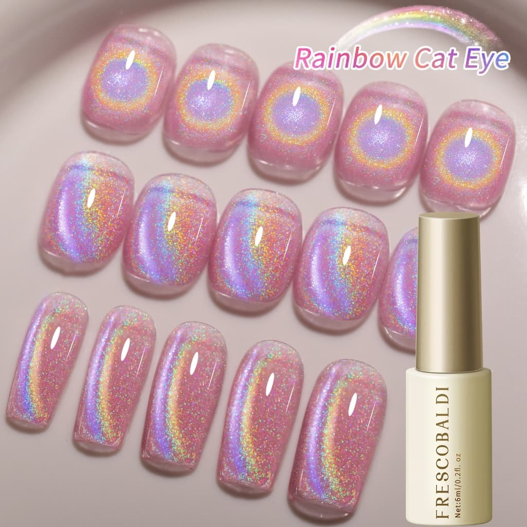 FRESCOBALDI 6ml สไตล์ใหม่ Rainbow Cat Eye Gel ยาทาเล็บติดทนนาน Bright เหมาะสําหรับร้านทําเล็บและใช้ครอบครัว รูปที่ 5