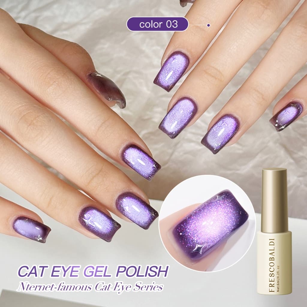 FRESCOBALDI 6ml สไตล์ใหม่ Super Bright Dopamine สีม่วง Cat Eye Gel ยาทาเล็บเหมาะสําหรับร้านทําเล็บและบ้าน DIY รูปที่ 2