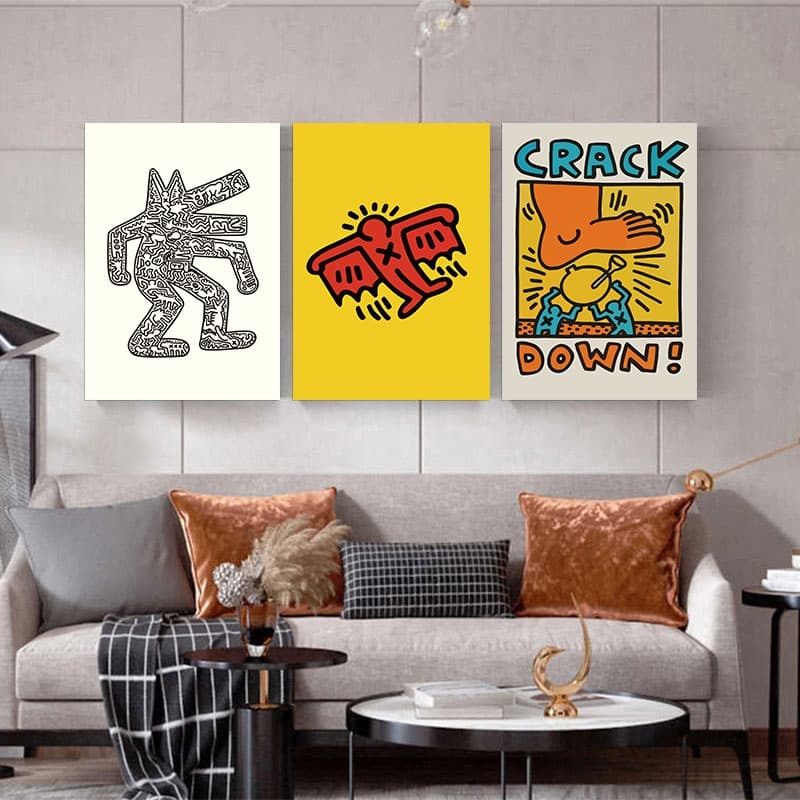 ภาพโปสเตอร์ Keith Haring Abstract วินเทจบนผ้าแคนวาสตกแต่งผนังห้องนั่งเล่น รูปที่ 7
