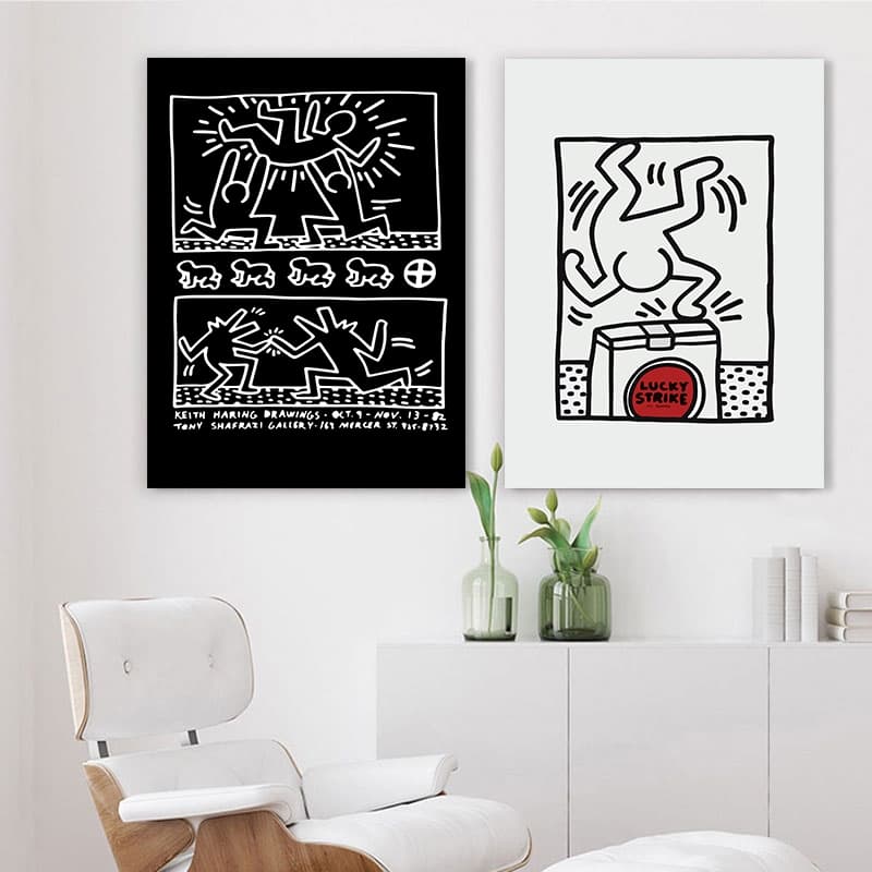 ภาพโปสเตอร์ Keith Haring Abstract วินเทจบนผ้าแคนวาสตกแต่งผนังห้องนั่งเล่น รูปที่ 8