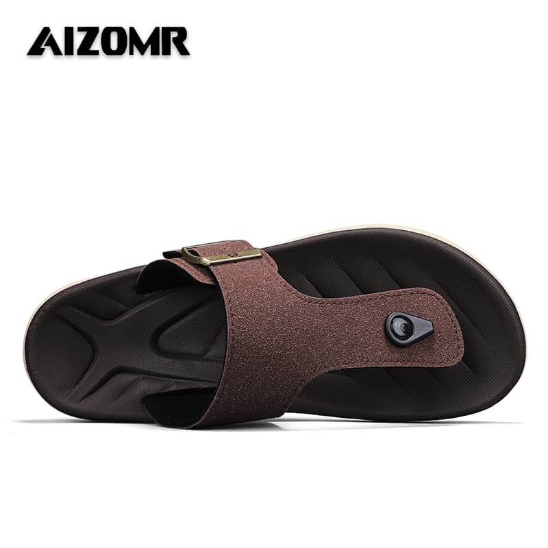 AIZOMR รองเท้าแตะผู้ชายทําจากหนังพื้นนิ่มใส่สบายและระบายอากาศเหมาะกับการใช้งานกลางแจ้งชายหาดกันลื่นและทนต่อการสึกหรอ รุ่น A2199 รูปที่ 8