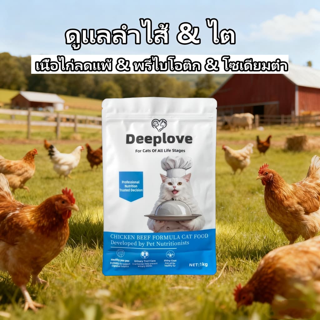 Deeploveอาหารแมว อาหารเม็ดแมวPremium Holistic โปรตีน 30% อาหารแมวไม่เค็ม catfood1kgเหมาะสำหรับแมวอายุมากกว่า 1 เดือนทุกตัว ต่ำเกินไซเดียม รูปที่ 6