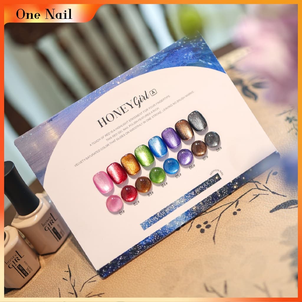 สต็อกพร้อม7 ตัวเลือก น้ําผึ้ง8สีตาแมว,ชุดเพ้นท์เล็บเพชร ลูกปัดแก้วตาแมวตาแมวตาแมวหลากสีเพชรแวววาวกาวตาแมวผ้าไหมซาตินสียอดนิยมในสี่ฤดูกาล รูปที่ 6