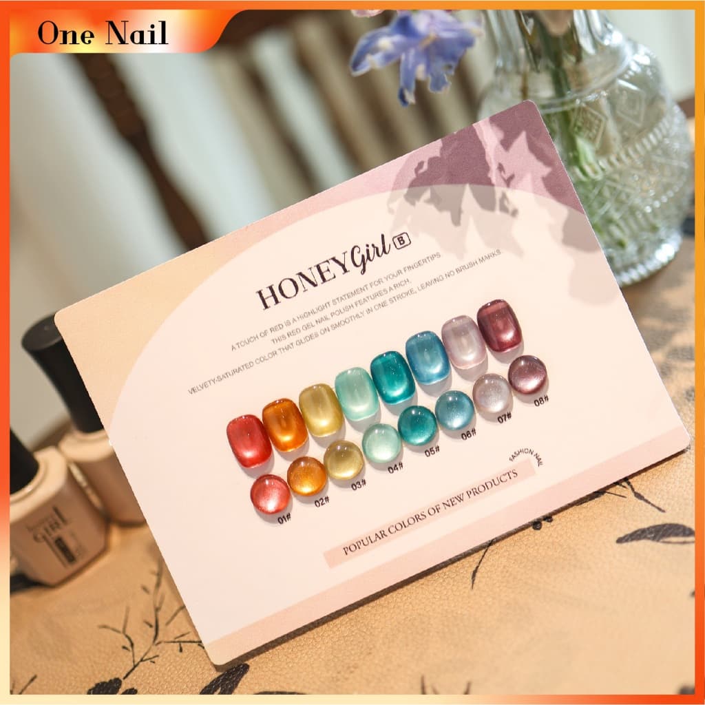 สต็อกพร้อม7 ตัวเลือก น้ําผึ้ง8สีตาแมว,ชุดเพ้นท์เล็บเพชร ลูกปัดแก้วตาแมวตาแมวตาแมวหลากสีเพชรแวววาวกาวตาแมวผ้าไหมซาตินสียอดนิยมในสี่ฤดูกาล รูปที่ 2