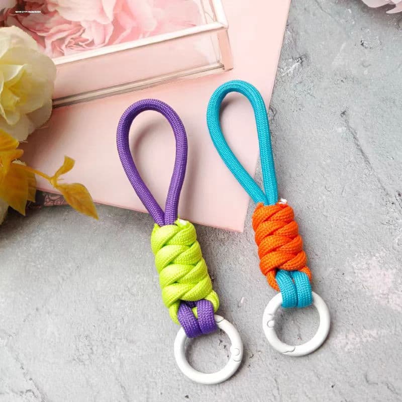 พวงกุญแจเชือกทอสีสันสดใส 1 แพ็ค, พวงกุญแจเชือกทอป้องกันการสูญหาย, จี้กุญแจรถ, อุปกรณ์แขวนกระเป๋าเป้สะพายหลัง, ของขวัญ รูปที่ 5