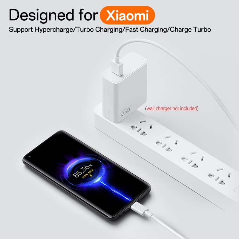 เข้ากันได้ Xiaomi 6A USB TypeC Fast Charging Cable สายชาร์จเทอร์โบ USB Type C 6A 67W 120W สําหรับ Mi Redmi Note 10 11 Poco F3 X3 รูปที่ 3