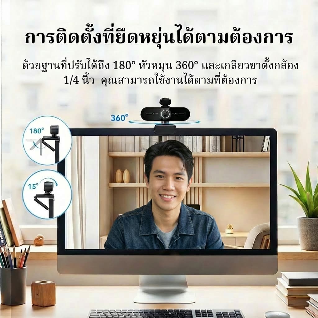 EMEET เว็บแคม 4K เว็บแคม Ultra HD 4K พร้อมโฟกัสอัตโนมัติ EMEET C60E 4K สําหรับพีซี/ซูม/ทีม/Skype รูปที่ 2