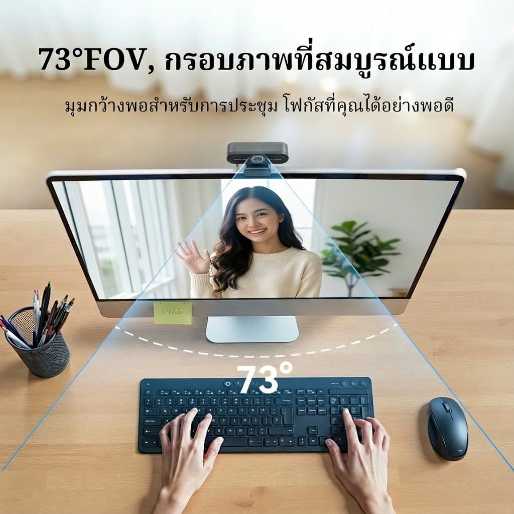 EMEET เว็บแคม 4K เว็บแคม Ultra HD 4K พร้อมโฟกัสอัตโนมัติ EMEET C60E 4K สําหรับพีซี/ซูม/ทีม/Skype รูปที่ 3
