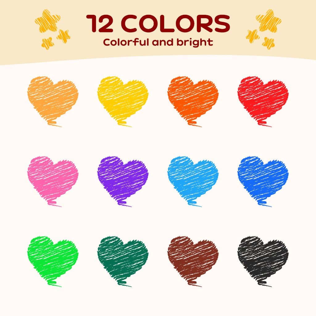 YPLUS ดินสอสีถั่วลิสงสําหรับเด็ก, ดินสอสีเด็กวัยหัดเดินล้างได้ 12 สี, ดินสอสีเด็กปลอดสารพิษ, เหมาะสําหรับเด็กอายุ 2-4, 1-3, 4-8, อุปกรณ์ศิลปะระบายสี รูปที่ 6