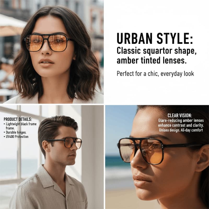 Retro Double Beam แว่นตากันแดดกรอบใหญ่ UV Protection Ocean เลนส์ชาดํา/สีดําสีเหลืองสําหรับฤดูหนาว Sun Aesthetic 2026 Early Spring รันเวย์ รูปที่ 2