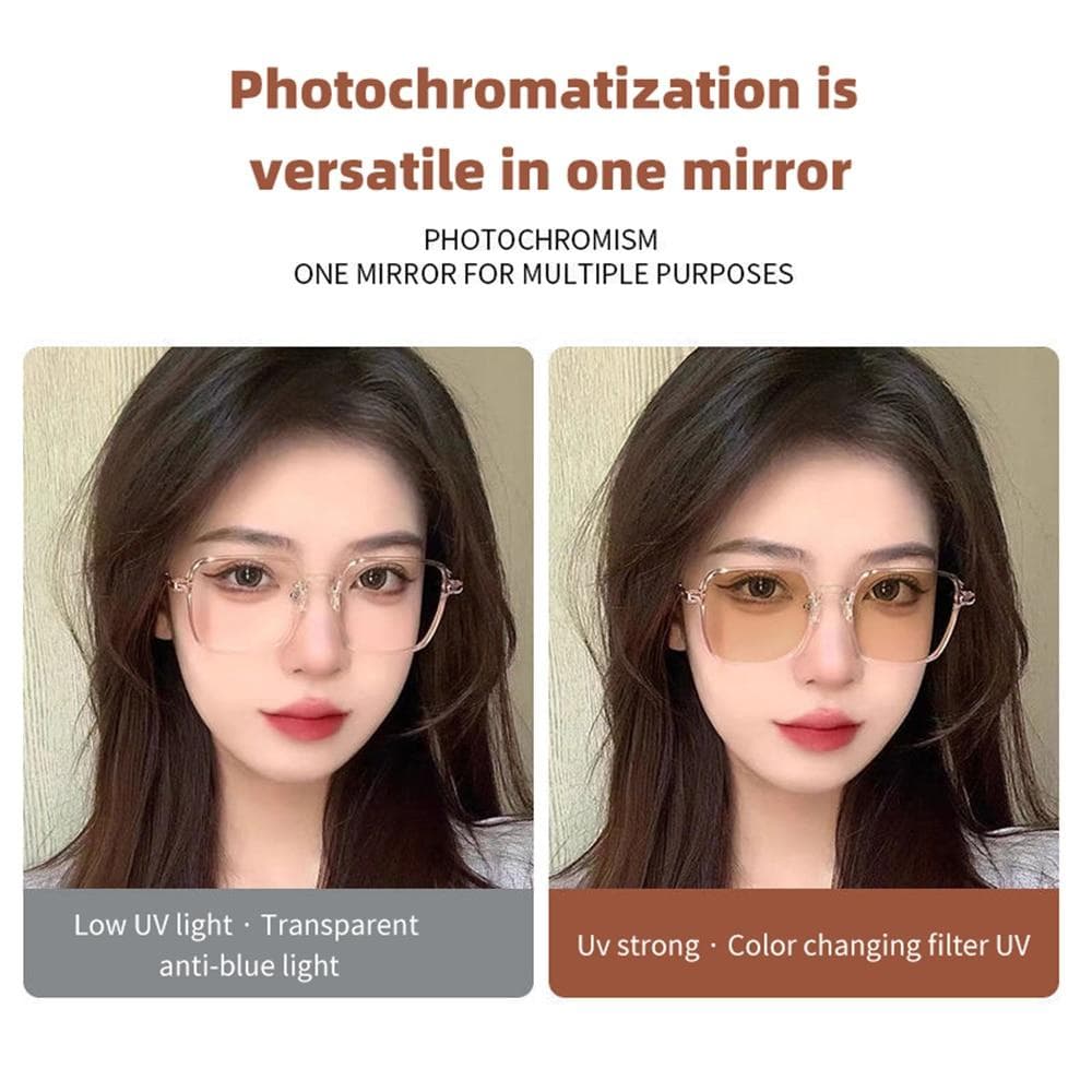 แว่นสายตาสั้น 0.0 ถึง -4.0 แฟชั่นเกาหลี เลนส์บลูบล็อค+เลนส์ออโตเมติก ออกแดดเปลี่ยนสี UV400 กรองแสงสีฟ้า จากโทรศัพท์และคอม แว่นสายตาออโต แว่นตาเปลี่ยนสีอัตโนมัติ สบายในการสวมใส่ Unisex รูปที่ 4
