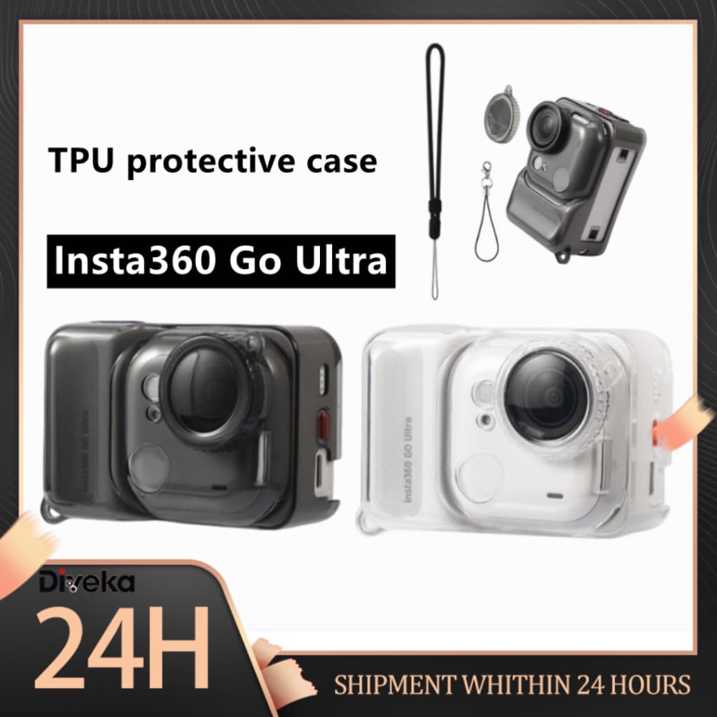 สําหรับ Insta360 Go Ultra TPU Clear เคสป้องกันเชือกป้องกันการสูญหายโปร่งใสฝาครอบเลนส์ป้องกันรอยขีดข่วนครอบคลุมสําหรับ Insta360 Go Ultra