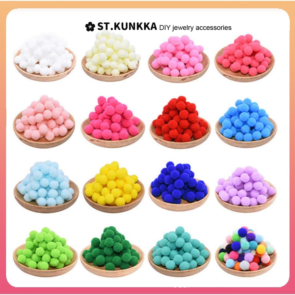 10 มม. 15 มม. 50 ชิ้น / แพ็ค Fluffy Soft Pompoms Bal สําหรับตกแต่งบ้าน งานแต่งงาน งานฝีมือ DIY รูปที่ 1