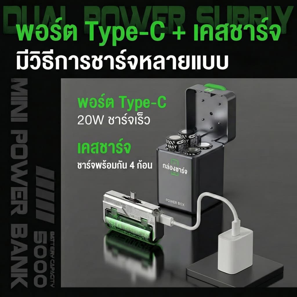 SUNESY power bank 20000mAh ดิจิตอล พาวเวอร์แบงค์ 66W พกพา ของแท้ สองแบตเตอรี่ รูปที่ 4
