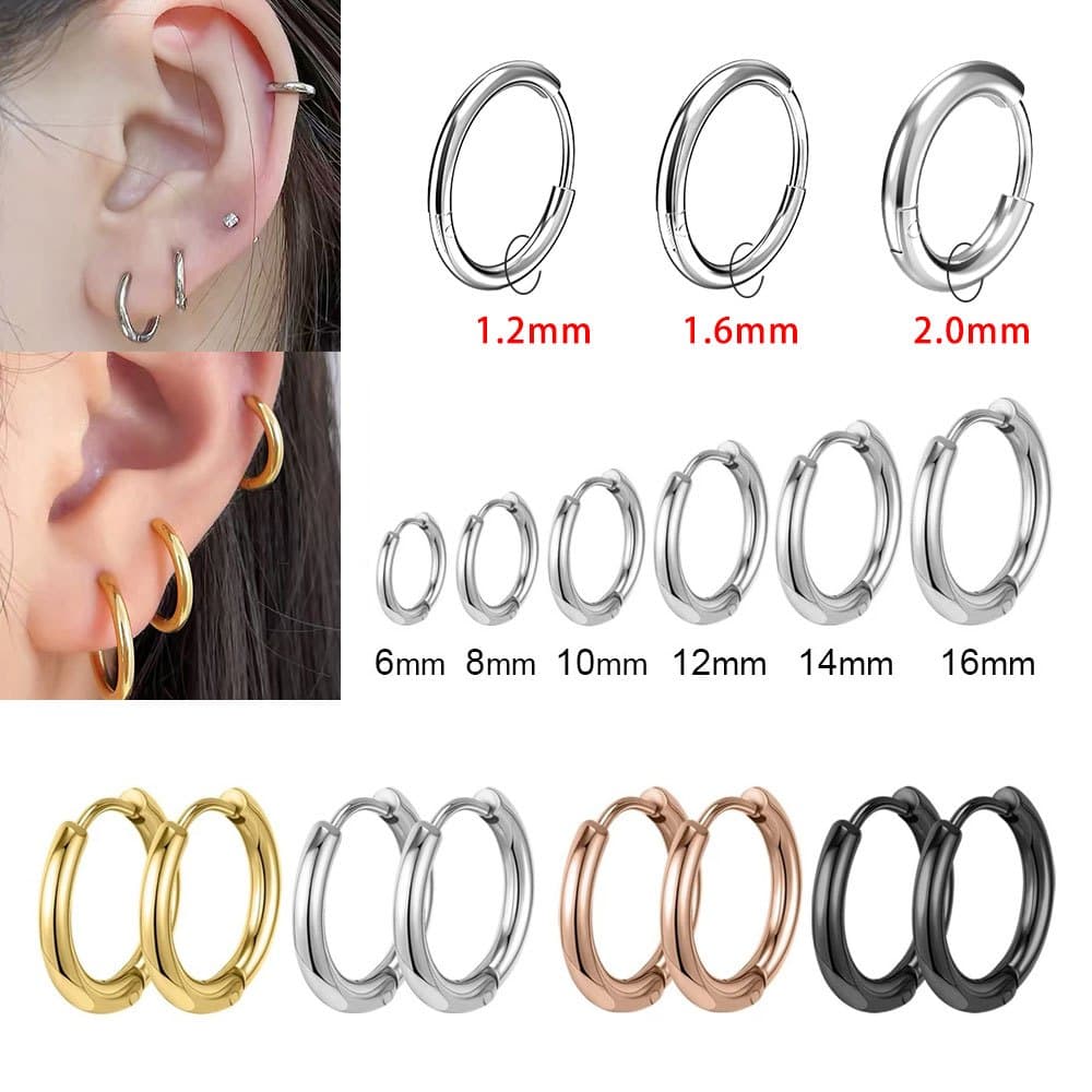 ต่างหูสเตนเลสสตีล แบบ hoop และ huggie ขนาด 6-14 มม.ชิ้นเดียว รูปที่ 1